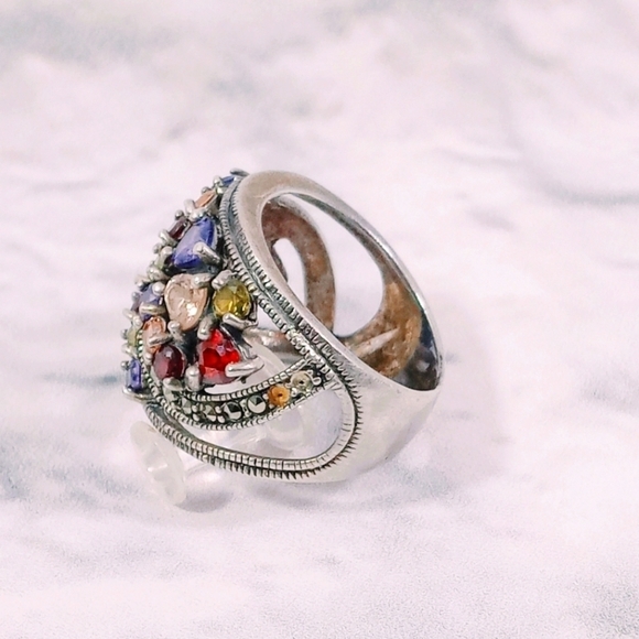 Sterling Silver Multicolored Gemstone Ring‎ - Picture 3 of 6